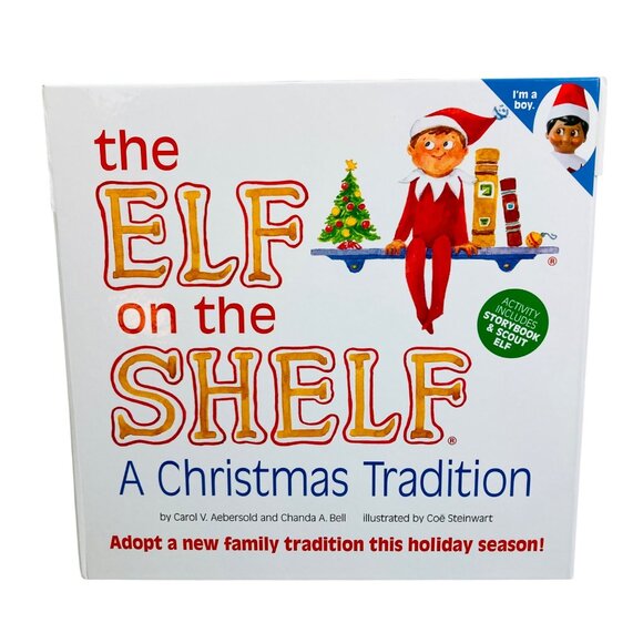 Elf on the Shelf :A Christmas Tradition Book & Elf Boy Doll Brown Hair Eyes Tan - Picture 2 of 7